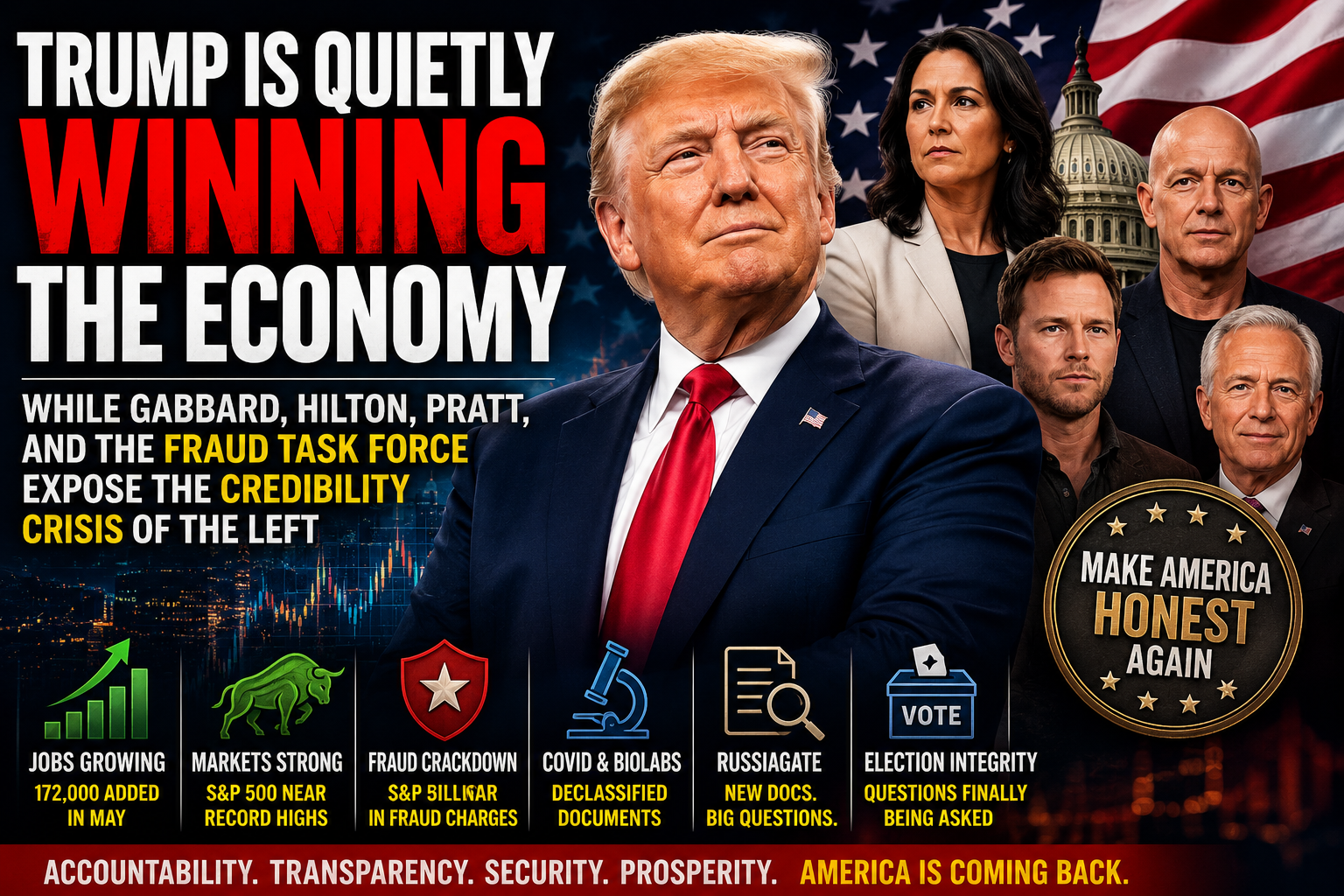 Trump Is Quietly Winning the Economy While Gabbard, Hilton, Pratt, and the Fraud Task Force Expose the Credibility Crisis of the Left